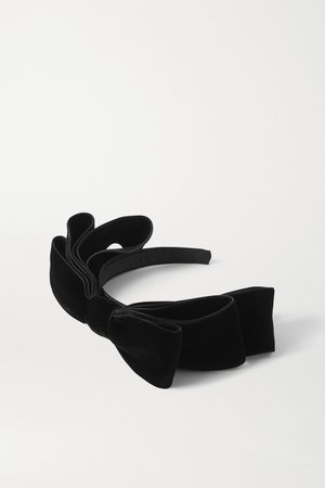 Black Katya bow-embellished velvet headband | Jennifer Behr | NET-A-PORTER