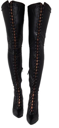 AZALEA WANG TEACH THEM HOW ITS DONE THIGH HIGH LACE UP STILETTO BOOT