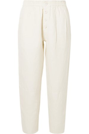 APIECE APART | Fara cotton and linen-blend twill straight-leg pants | NET-A-PORTER.COM