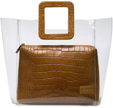 brown Shirley crocodile embossed leather PVC tote