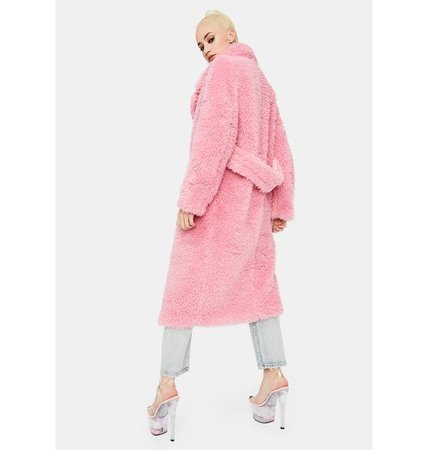 Glamorous Pink Longline Teddy Coat | Dolls Kill