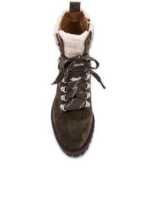 Rebecca Minkoff Jaylin Boot in Olive Suede & Natural Shearling | REVOLVE