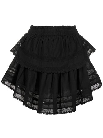 Shop black LoveShackFancy ruffled cotton mini skirt with Express Delivery - Farfetch