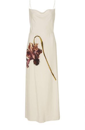 Jason Wu Collection Draped Floral-Print Habotai Silk Slip Dress Size: