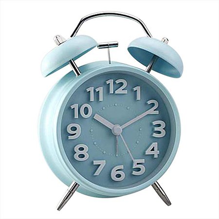 Kaimao 4" (11.7cm) Silent Twin Bell Alarm Clock with Night light, No Tick Classic Table Clock Matt Finished - Blue: Amazon.ca: Home & Kitchen