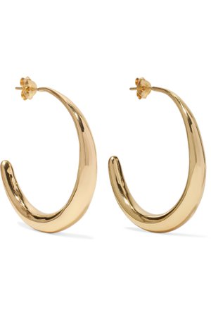 Gold Louise Olsen Large Liquid gold-plated hoop earrings | Dinosaur Designs | NET-A-PORTER