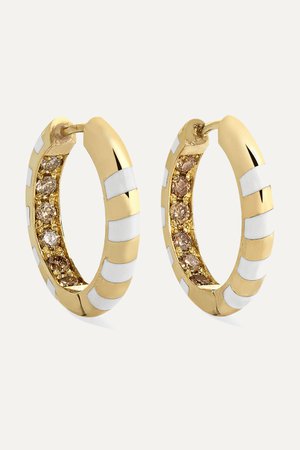 Gold Memphis Candy 14-karat gold, enamel and diamond hoop earrings | Alice Cicolini | NET-A-PORTER