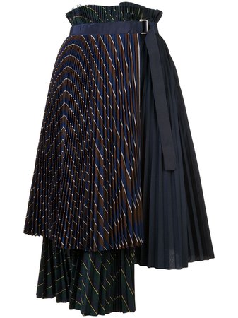Sacai layered pleated midi skirt $1,140 - Buy Online - Mobile Friendly, Fast Delivery, Price