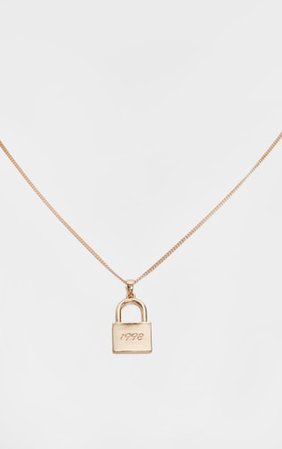 Gold 1998 Padlock Necklace | Accessories | PrettyLittleThing