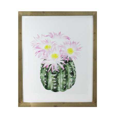 24" Pink and Yellow Cactus Decorative Wooden Framed Print Wall Art - Walmart.com