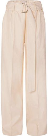 STAND - Alaina Belted Faux Leather Wide-leg Pants - Cream