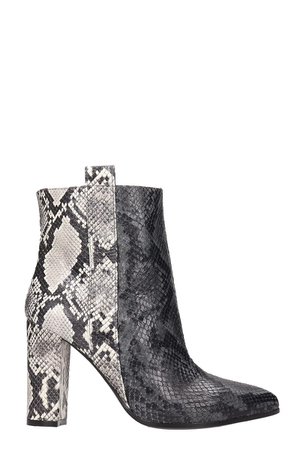 Via Roma 15 High Heels Ankle Boots In Grey Leather