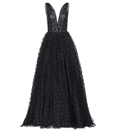Grid-textured gown