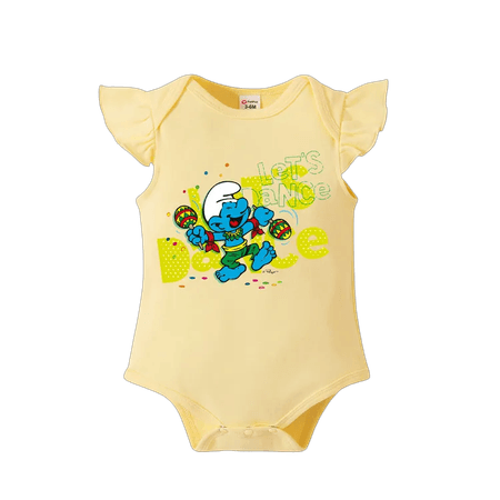 Smurfs Baby Girl 100% Cotton Flutter-sleeve Bodysuit