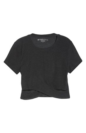 Beyond Yoga Under Over Cropped T-Shirt black