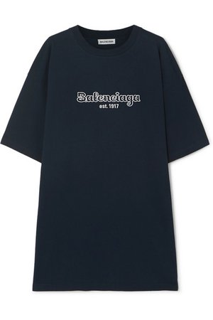 Balenciaga | Oversized embroidered cotton-jersey T-shirt | NET-A-PORTER.COM