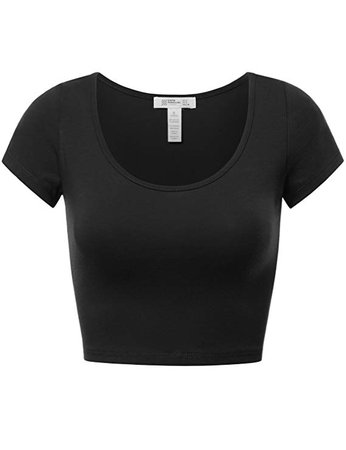 FPT Women's Short Sleeve Scoop Neck Crop Top at Amazon Women’s Clothing store: