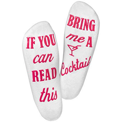 Amazon.com: Wine Socks-"If You Can Read This Bring Me A Glass Of Wine" Bonus"Cocktail" Pair, Luxury Cotton, 2 Pack - Perfect White Elephant Gift, Birthday, Stocking Stuffer Or Housewarming Funny Gift For Women: Kitchen & Dining