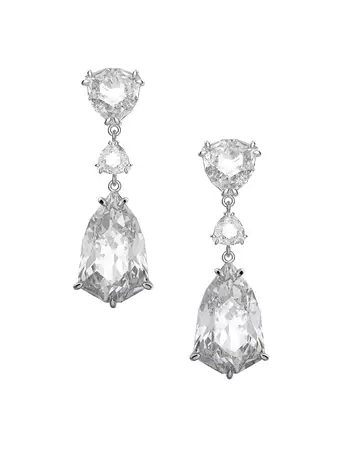 Shop Swarovski Mesmera Rhodium-Plated & Crystal Drop Earrings | Saks Fifth Avenue