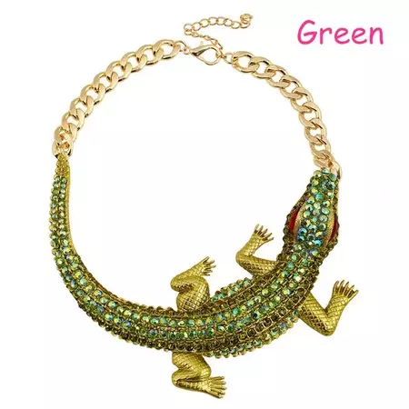 Crocodile Necklace With Diamonds Metal Crystal Collar Jewelry Gift Necklace for Women&Men | Wish