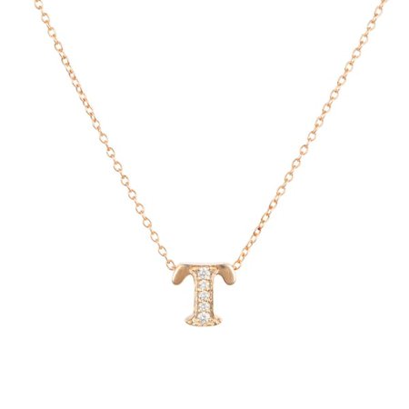 Diamond Initial Letter Pendant Necklace Rose Gold T | LATELITA | Wolf & Badger