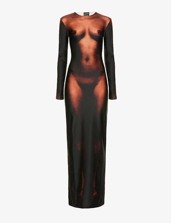 JEAN PAUL GAULTIER - Jean Paul Gaultier x Lotta Volkova Naked graphic-print stretch-jersey maxi dress | Selfridges.com
