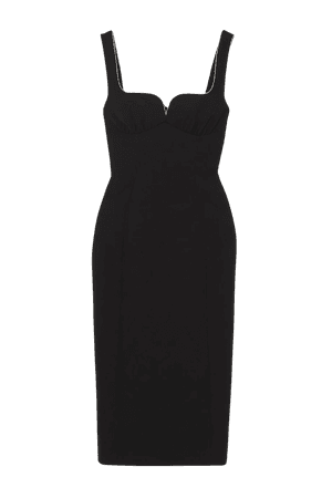 SALONI Halle-B crystal-embellished stretch-crepe midi dress Black
