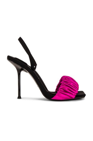 Alexander Wang Julie Scrunchie Slingback Sandal in Lipstick Pink | REVOLVE