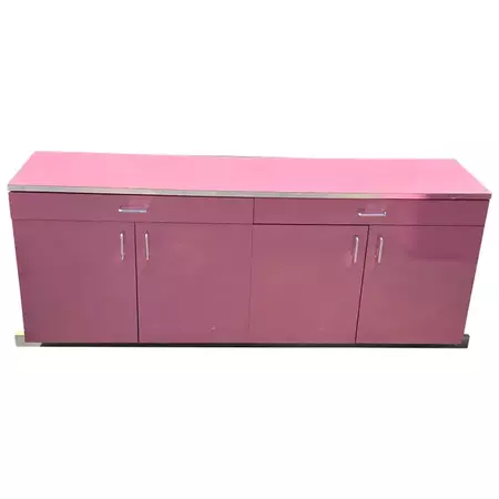 1980 Barbie Pink Laminate Chrome Cabinet For Sale at 1stDibs