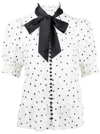Alice+Olivia polka dot-print tie-fastening blouse