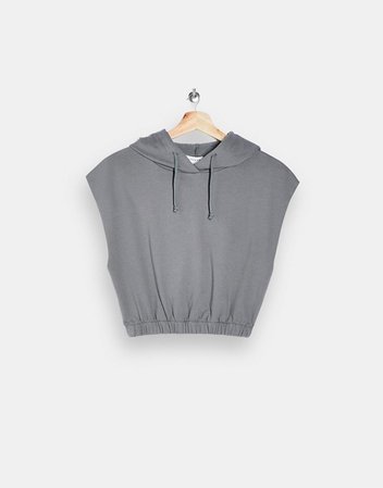 Topshop sleeveless hoody in dark gray | ASOS