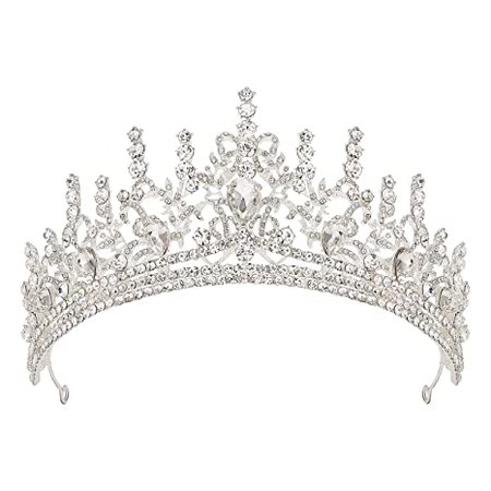 Amazon.com : SWEETV Silver Tiara Queen Crown for Women, Wedding Tiaras and Crowns, Metal Princess Tiara for Bride, Crystal Birthday Quinceanera Pageant Prom Headpieces : Beauty & Personal Care