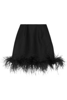 LANVIN Feather-trimmed wool-blend Mini Skirt