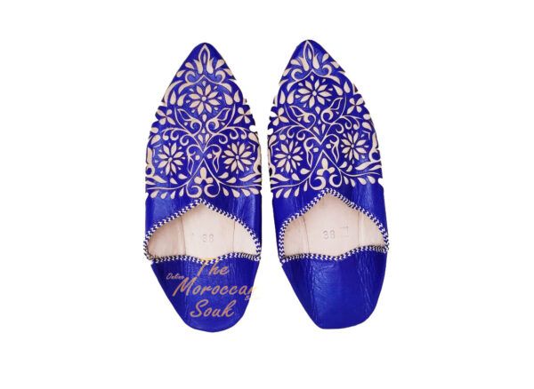 Blue Moroccan Babouche Slippers for Women - uploaded by mt