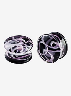Glass Purple Swirl Plug 2 Pack hot topic