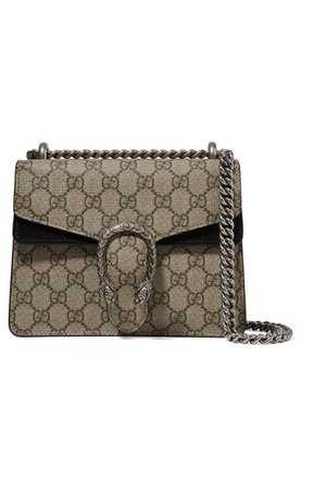 Gucci | Dionysus mini coated-canvas and suede shoulder bag | NET-A-PORTER.COM