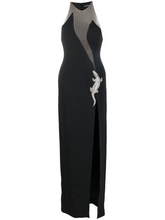 David Koma panelled crystal-embellished gown