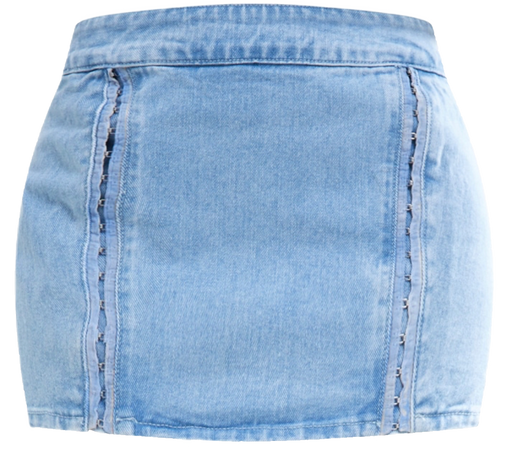 PLT- light blue wash hook and eye detail denim mini skirt