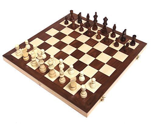 Chess Armory 15" Wooden Chess Set Felted Game Board Interior Storage