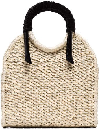 Studio mini straw top-handle bag