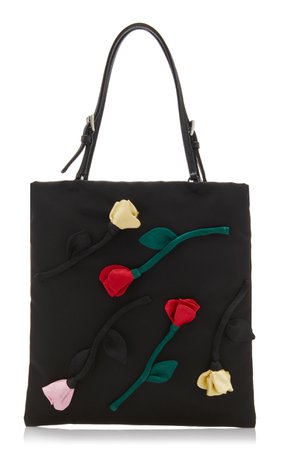 Flower Embellished Tessuto Mini Top Handle Bag by Prada | Moda Operandi