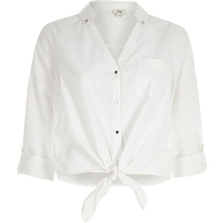 River Island White tie knot front shirt