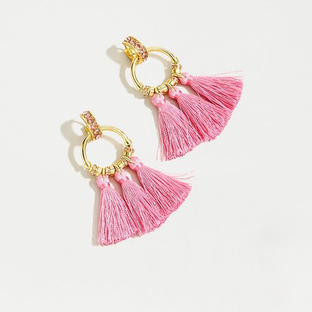 J.Crew: Pavé Tassel Earrings pink