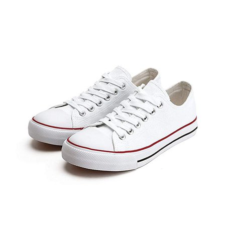 Amazon.com | ZGR Women's Canvas Low Top Sneaker Lace-up Classic Casual Shoes(White US8) | Fashion Sneakers