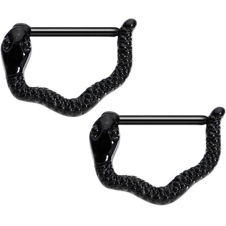 14 Gauge 9/16 Black Anodized Slithering Snake Nipple Clicker Set – BodyCandy
