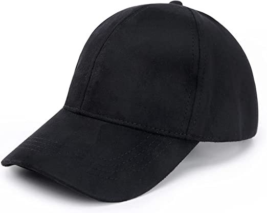 JOOWEN 6 Panel Faux Suede Baseball Cap Classic Adjustable Soft Plain Hat (Black) at Amazon Men’s Clothing store