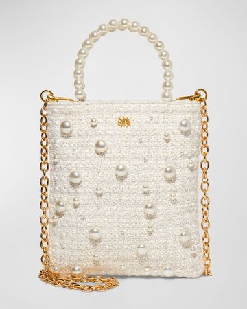 Lele Sadoughi Paloma Pearly Tweed Crossbody Bag | Neiman Marcus