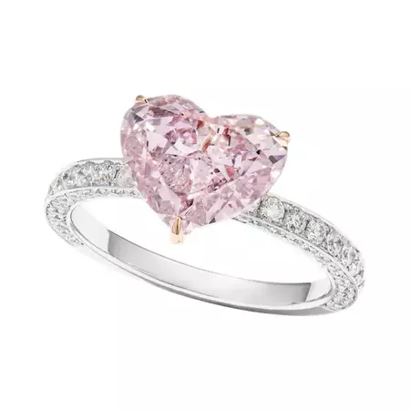 GIA Certified 3.15 Carat Fancy Pink Purple Heart Diamond Ring in 18k Rose Gold For Sale at 1stDibs | pink heart diamond ring, pink heart engagement ring, pink diamond heart ring