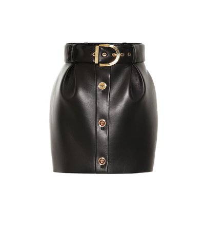 Versace - Leather miniskirt | Mytheresa