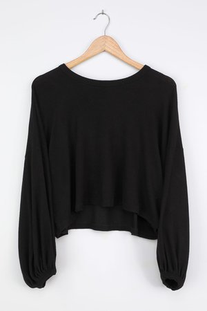 Cozy Black Sweater - 2-Piece Set - Cropped Top - Lulus